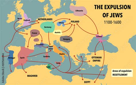 Map Showing The Expulsion Of Jews And Their Resettlement Between