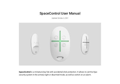 AJAX Keyfob Space Control White From Alltrade