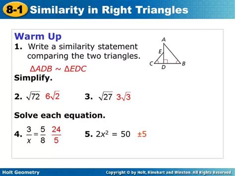 Ppt Warm Up 1 Write A Similarity Statement Comparing The Two