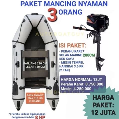 Jual PAKET MANCING NYAMAN Perahu Karet Solar Marine Mesin Tempel