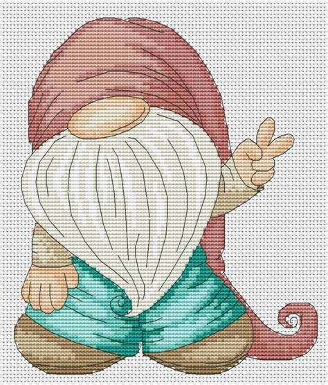 Peace Gnome Cross Stitch Pattern Gnome Cross Stitch Funny Etsy