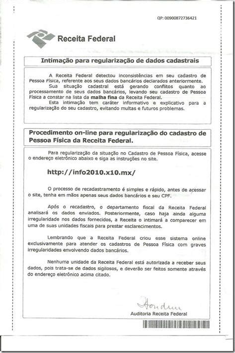 Irpf Receita Federal Alerta Para Golpe Da Regulariza O De Cadastro