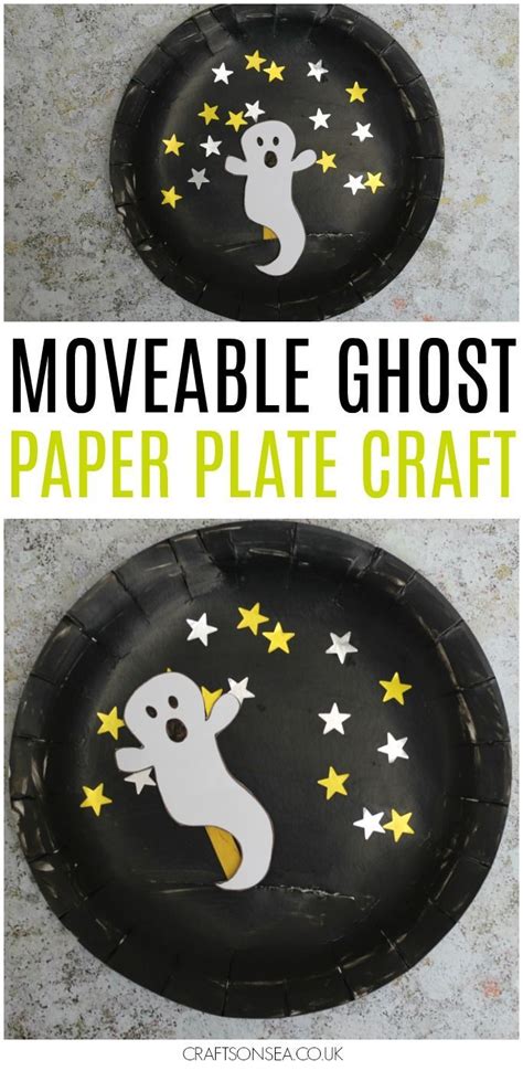 Movable Paper Plate Ghost Craft Halloween Preschool Ghost Crafts