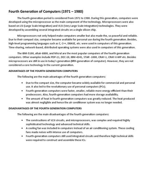 Fourth Generation of Computers | PDF | Integrated Circuit | Microprocessor