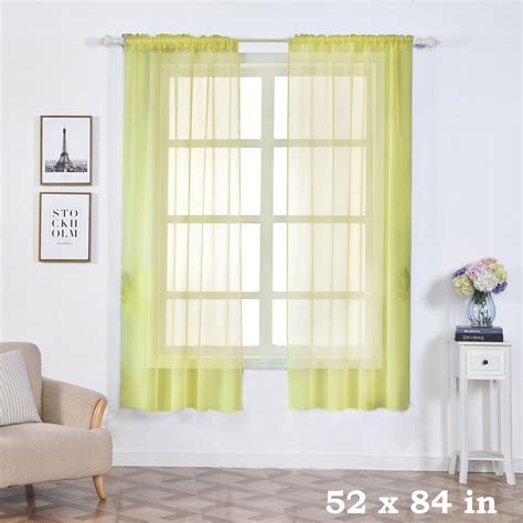 2 Pack 52 X84 Moss Green Sheer Organza Curtains With Rod Pocket