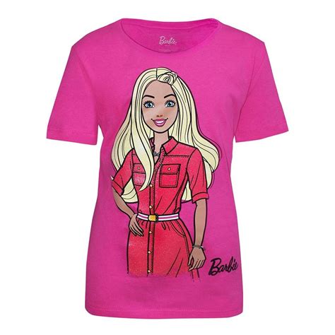 Playera Barbie Talla Manga Corta Con Estampado Jumpsuit Pose Fucsia