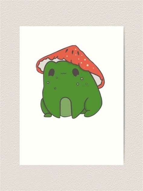 Cute Frog With Mushroom Hat Frog Drawing With Mushroom Mushroom Frog Art Print For Sale By