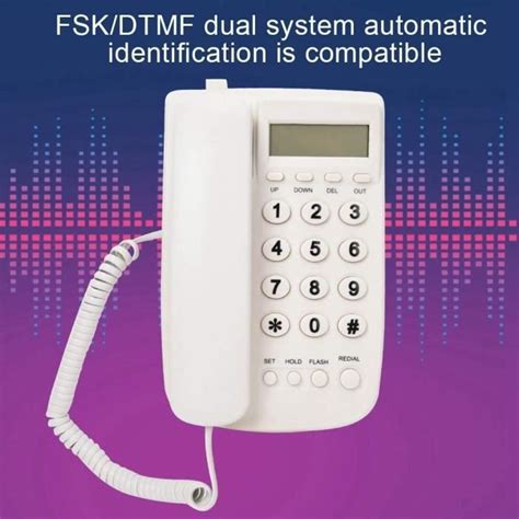 Téléphone fixe filaire FSK DTMF double système de bureau mural avec