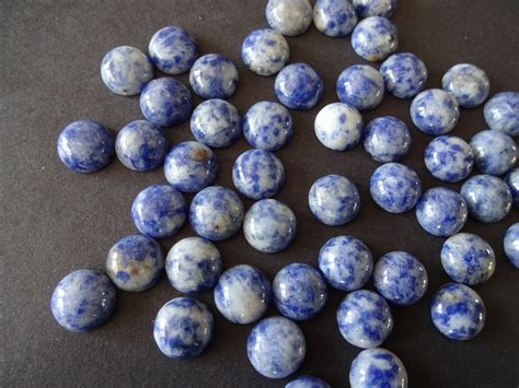 10mm Natural Blue Spot Stone Cabochon, Round Cabochon, Polished Stone, Blue Stone Cabochon ...