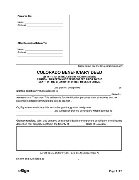 Colorado Beneficiary Deed Form Colorado Beneficiary Deed Form Free ...