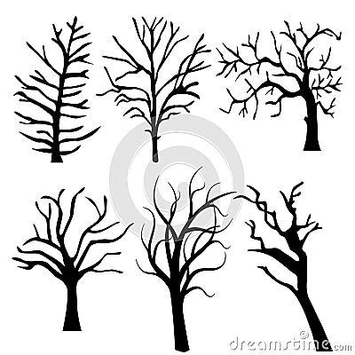 Naked Tree Vector Silhouette Bundle Hand Drawn Isolated Illustration