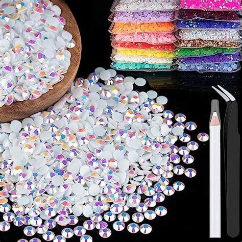 4000pcs 4mm Resin Rhinestones Bulk White AB Flatback Round Jelly