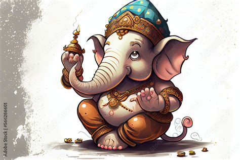 Ganesh Chaturthi cartoon on white background illustration Stock ...