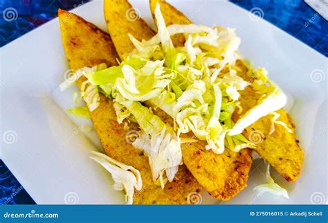 Mexican Empanada On White Plate From Playa Del Carmen Mexico Stock