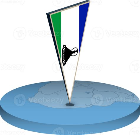 Lesotho flag and map in isometry 41281224 PNG