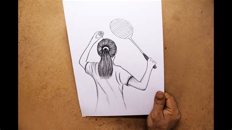 How To Draw A Badminton Sport Girl Pencil Sketch Badminton