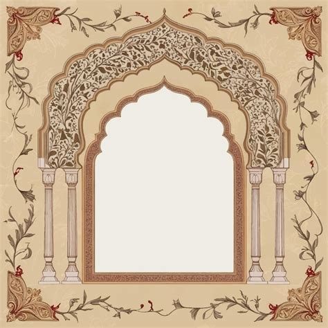 Mughal Garden Frame Vector Illustration Design Premium Ai Generated