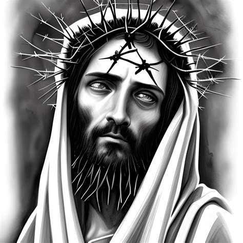 Jesus Christ Portrait With Crown Of Thorns On Head Creative Fabrica