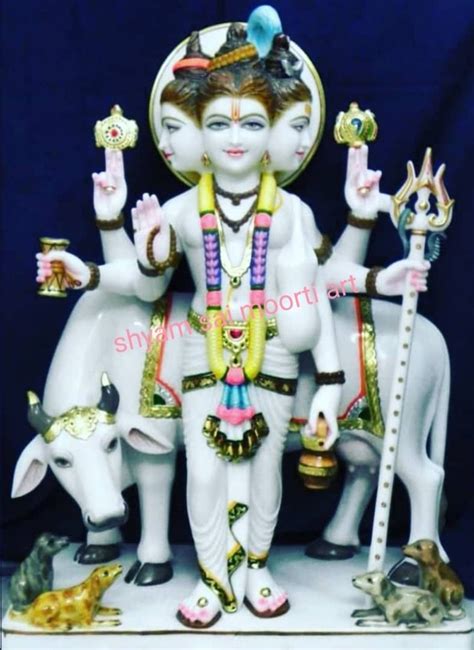 White Painted Marble Duttadry Moorti For Worship Size Inches At