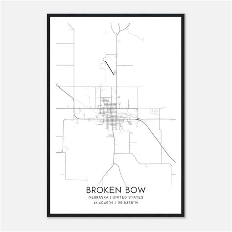 Broken Bow Nebraska Map Poster, Modern Home Decor Wall Art Print