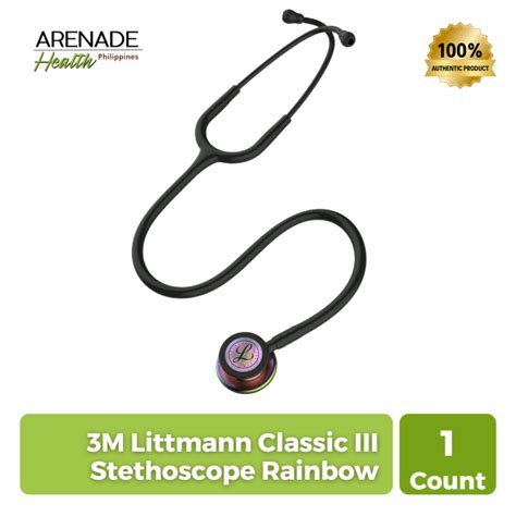 3m Littmann Classic Iii Stethoscope Rainbow Finish Chestpiece Black