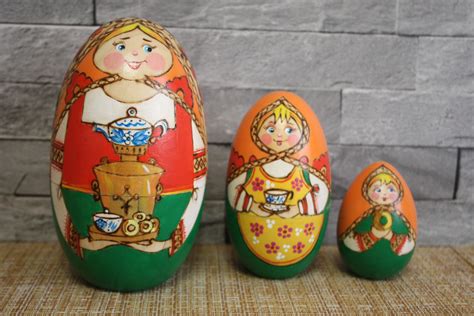 Russian Nesting Doll Egg Matryoshka Stacking Toy Girl With Etsy