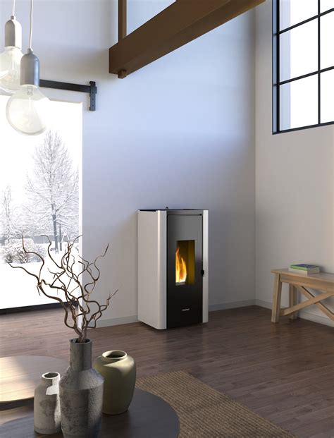 Estufa De Pellet FREEPOINT Indigo 7 KW Blanca Leroy Merlin