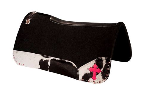 Best Ever Pad With Cowhide And A Pink Cross Horse Tack Saddle Pads