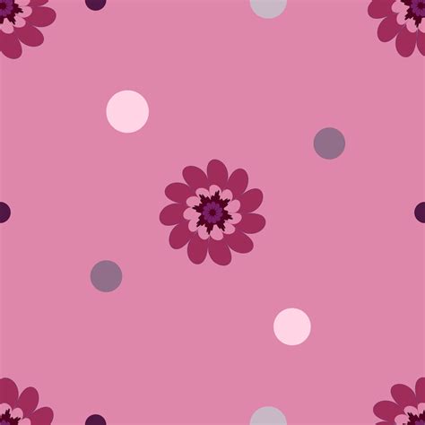 Pink Flowers And Circles Vector Seamless Pattern 18716628 Vector Art At