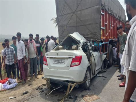 High Speed Car Rammed Into Truck Three People Travelling From Jharkhand To Up Died In Bihar खड़े