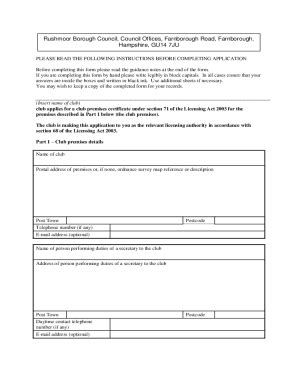 Fillable Online Premises Licences And Certificates Fax Email Print