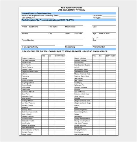 Free Physical Form For Work How To Fill Out With Examples Word PDF