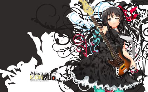 Akiyama Mio Black Eyes Black Hair Chr Dress Gloves Guitar Instrument K