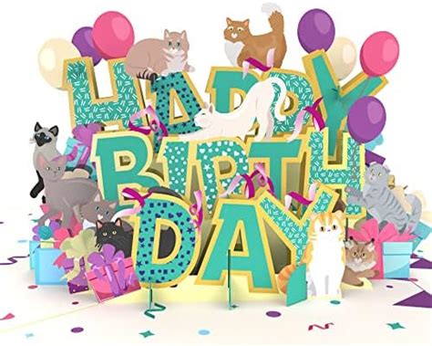 MOKIO Pop Up Karte Happy Birthday Katzen 3D Grußkarte mit