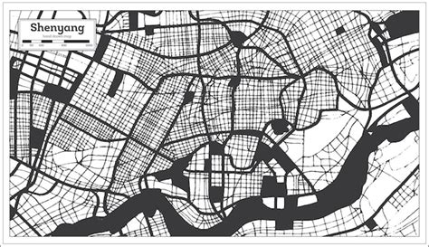 Premium Vector Shenyang China City Map In Black And White Color In