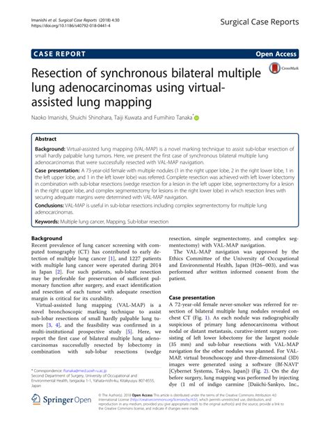 Pdf Resection Of Synchronous Bilateral Multiple Lung Adenocarcinomas