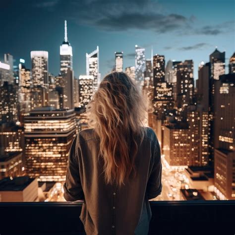 Premium Ai Image A Person Looking Out Over A City