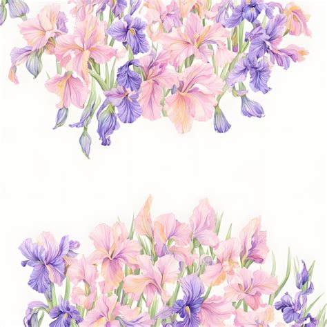 Premium AI Image Watercolor Frame With Irises Flowers And Leaves