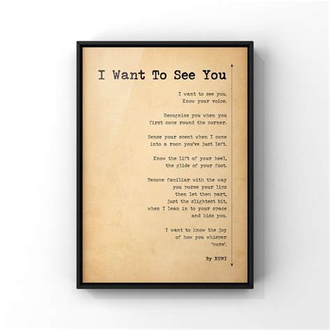 Love Poem I Want To See You Poem By Rumi Unframed Deep Love Etsy