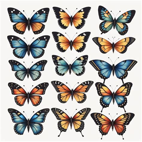 Premium AI Image | A collection of butterflies of different colors and ...