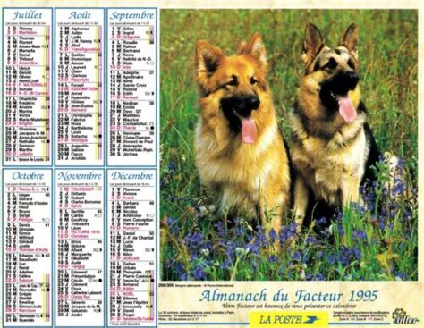 CALENDRIER DES POSTES ALMANACH DU FACTEUR ORIGINAL DE 1995 PTT EBay