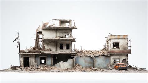 Premium AI Image | A dilapidated building on a white background