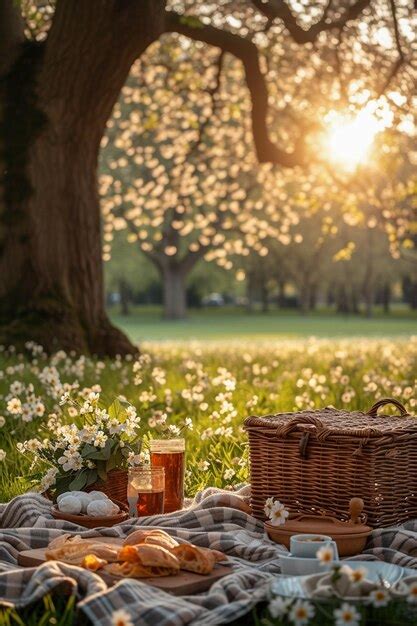 Premium Photo | Spring Picnic in Park with Trees