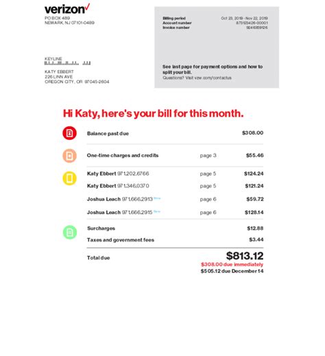 Verizon Bill Template