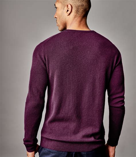 Dark Berry Mens Pure Cashmere Crew Neck Jumper WoolOvers AU