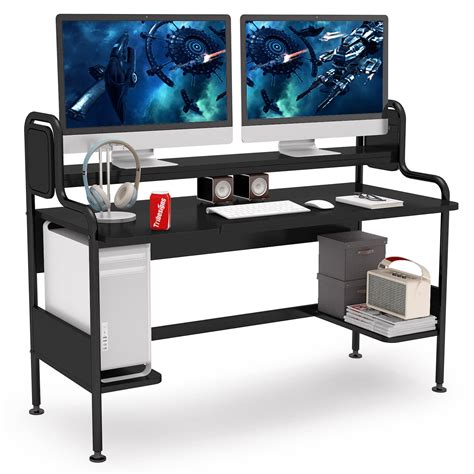 Buy Tribesigns Inch Computer Desk With Monitor Shelf Large Gaming