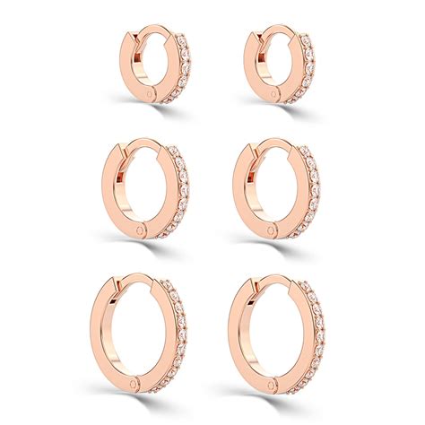 LeCalla 925 Sterling Silver 14K Rose Gold Plated Post Small Hoop