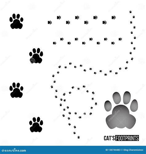 Cat S Footprint Set Isolated On White Background Vector Design Element