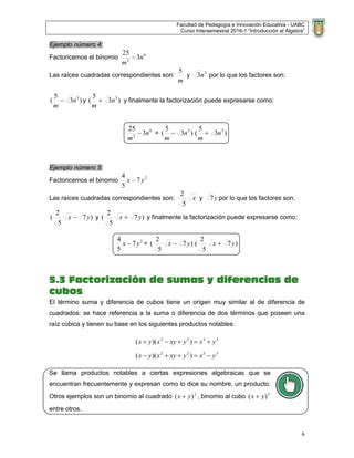 Introducción al álgebra Factorización PDF