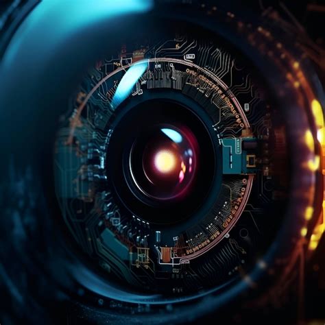 premium ai image  rendering   camera lens   circuit board